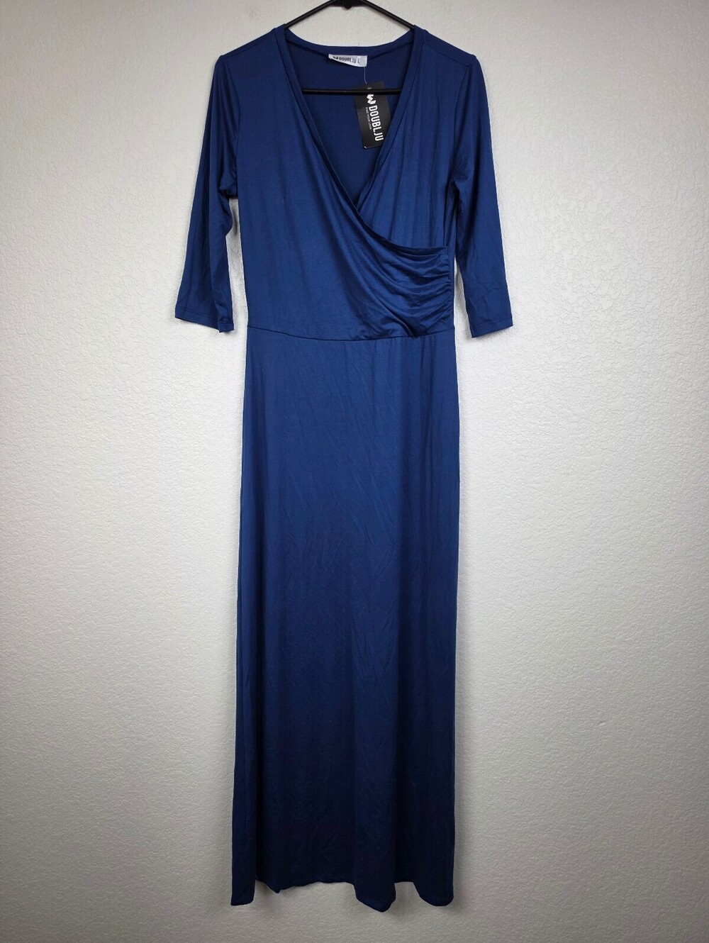 NWT Doublju Navy Blue Maxi Dress with 3/4 Sleeves